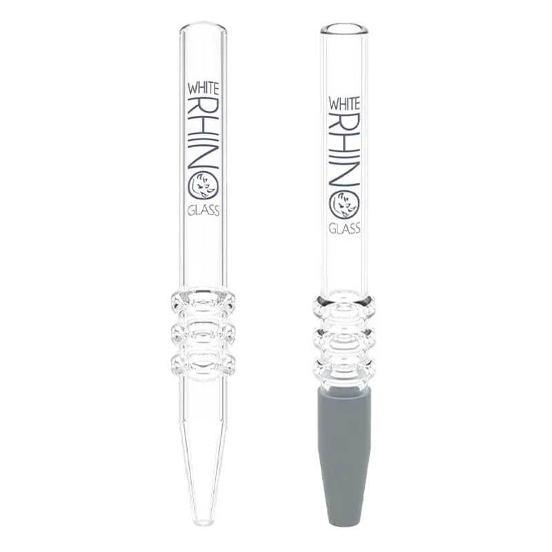 White Rhino Quartz V2 Glass Straw With Silicone Cap (NS2002) | 25 Count Display product image